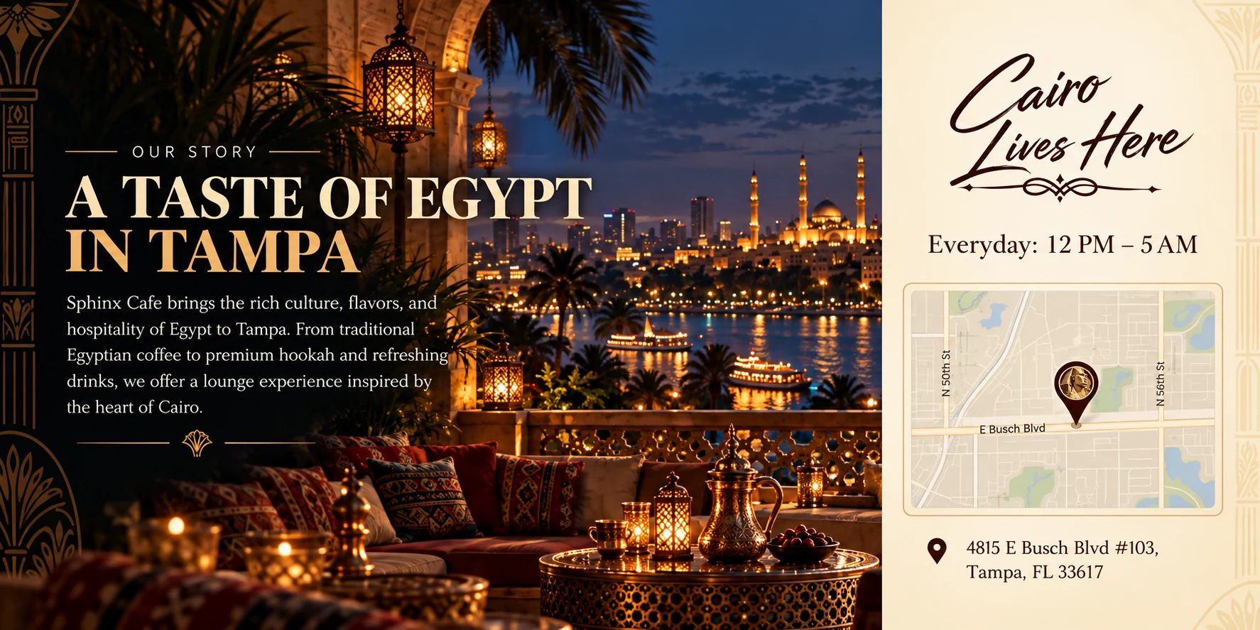 A Taste of Egypt in Tampa with Cairo Lives Here, hours, and location information